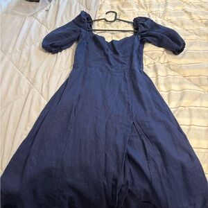 Reformation Navy linen dress